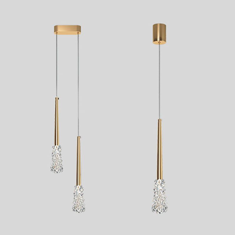 Luz de colgante de cristal transparente Lighting de suspensión de techo cónico de estilo moderno