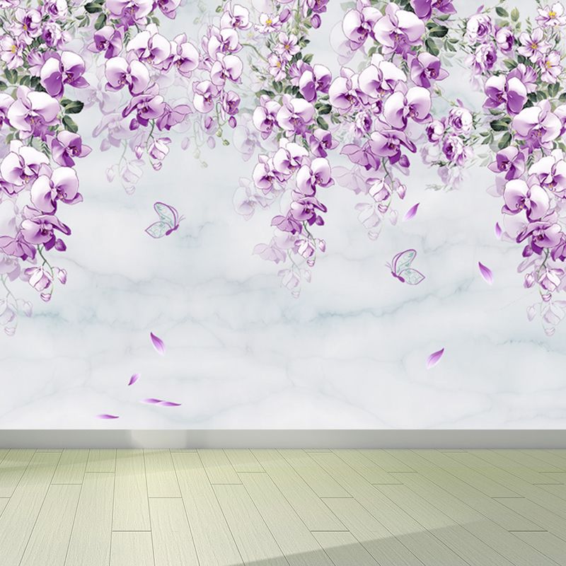 Waterproof Flower Wall Mural Modern Non-Woven Wall Covering, Custom Size Available