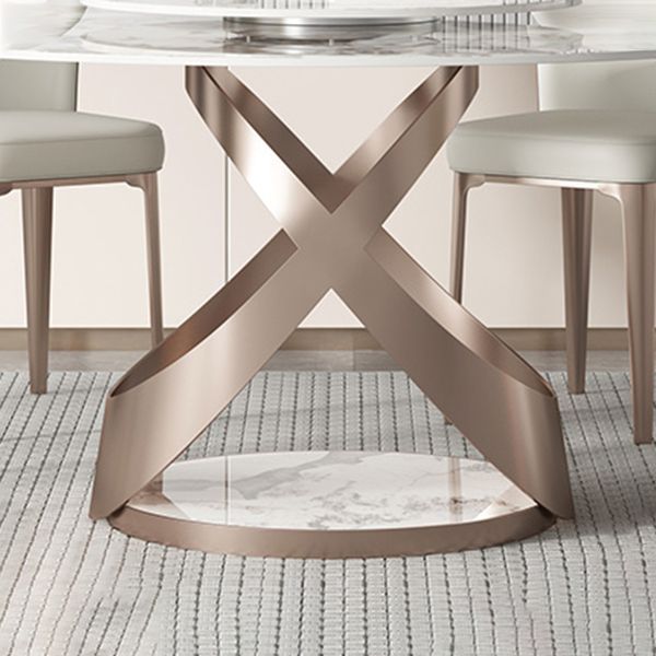 Colección de comedor de piedra con muebles redondos de lujo con plato giratorio