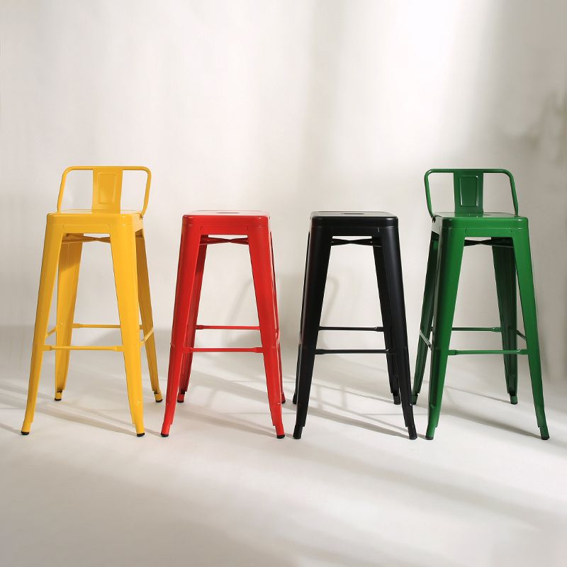 Industrial Bar and Counter Stool Metal Square Stool with 4 Legs