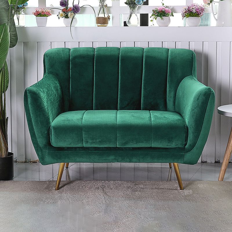 Contemporary Velvet Square Arm Sofa Green/Blue/Pink Settee with Tight Back