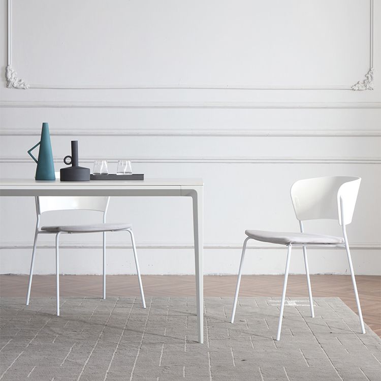 Modern Sintered Stone White Dining Set with Rectangle Tabale and Metal Base Dining Room Set