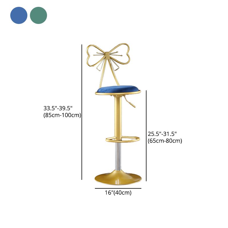 Glam Matte Finish Velvet Counter Stool Adjustable Height Footrest Barstool