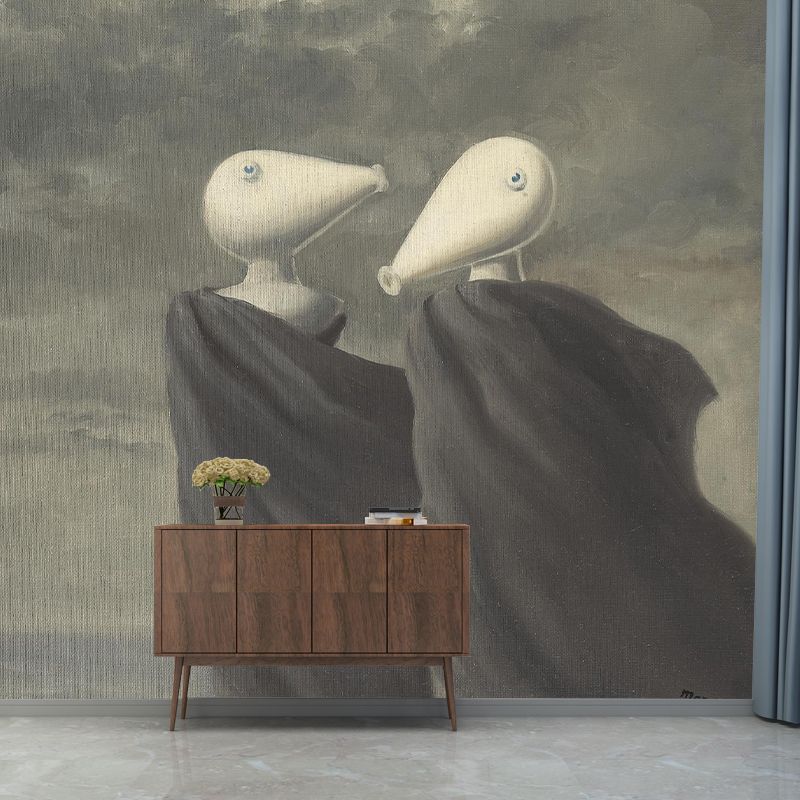 Brown Le Colloque Sentimental Murals Artwork Surreal Washable Wall Covering for Living Room