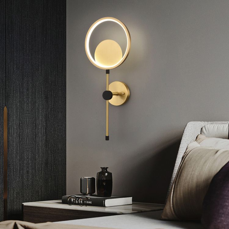 Rame moderno nordico rame a parete a parete a parete rotonda applique a parete per camera da letto