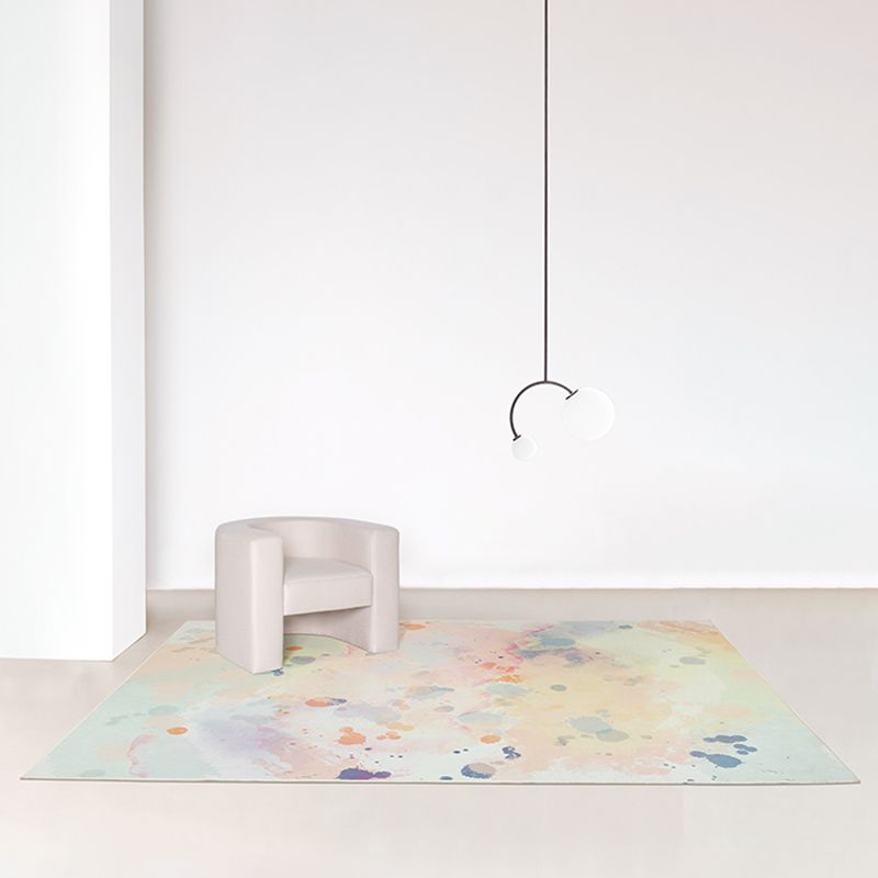 Colorful Yellow Area Rug Splash-Ink Pattern Polyester Area Rug Anti-Slip Backing Rug for Living Room