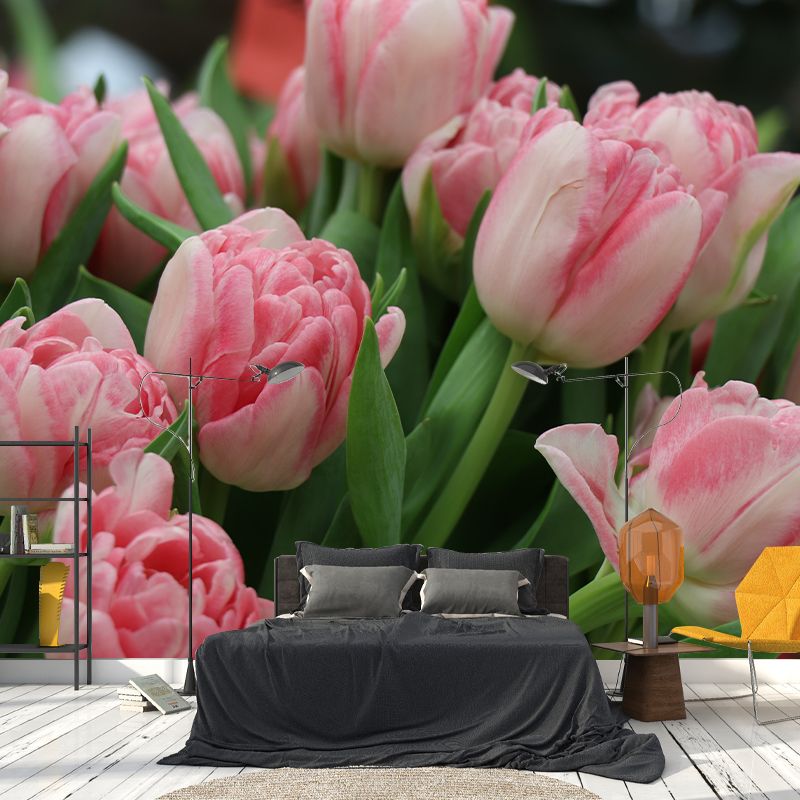 Blossom Tulip Mural Decal Stain Resistant Modern Girls Bedroom Wall Covering