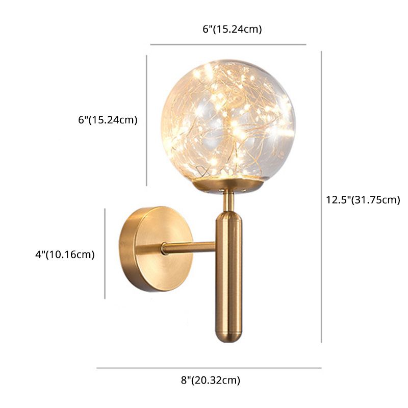 1-Lights Globe Glass Wand Licht Noordse stijl LED-Lichten String Wandmontage Lamp voor Living Room Slaapkamer