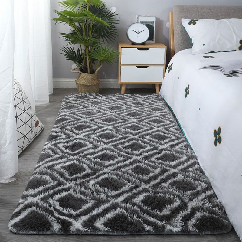Trendy Geometric Print Rectangle Shag Faux Fur Living Room Indoor Rug