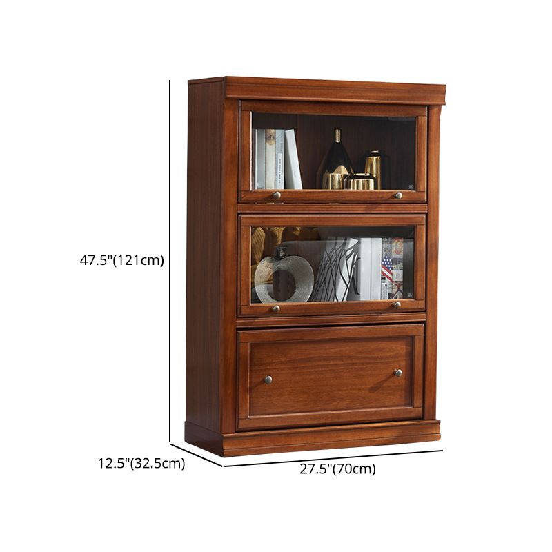 Espresso Shelf Bookcase With Doors Closed Back Shelf for Office
