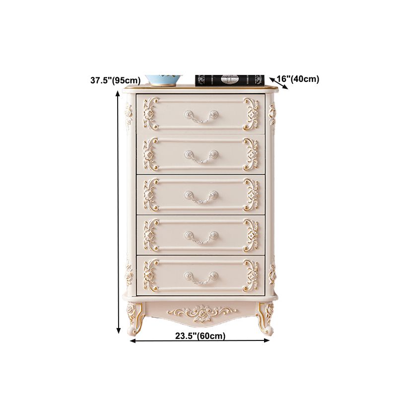 Glam Storage Chest White Artificial Wood Storage Chest Dresser with Drawers and Doors