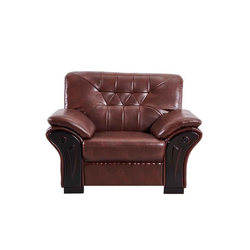 Industrial Biscuit Back Seating Flared Arm Sofa in Dark Brown