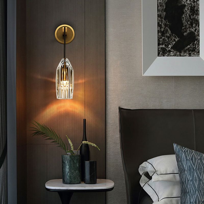 Modern Crystal Shade Wall Lighting Fixtures 1-Light Wall Lamp for Dining Room