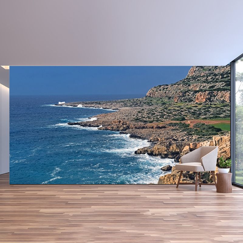Contemporary Photography Sea Mural for Living Room Mildew Resistant Wall Covering