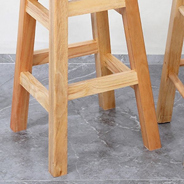 Industrial Armless Counter High Stool Solid Wood Backless Cafe Bar Stool with 4 Legs