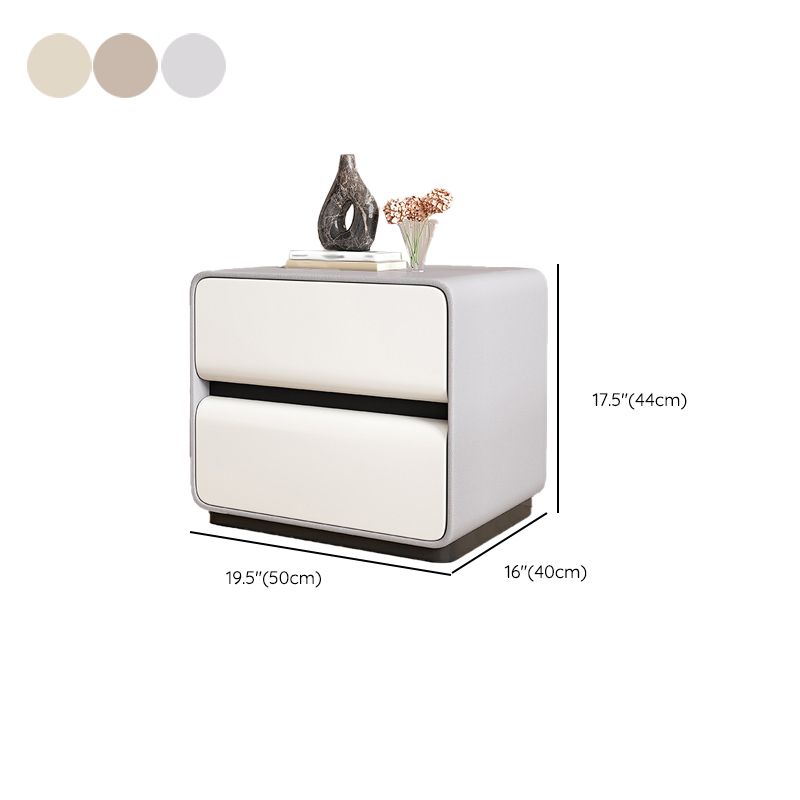 Pine Kids Bedside Table Leather Nursery Nightstand with 2 Drawers
