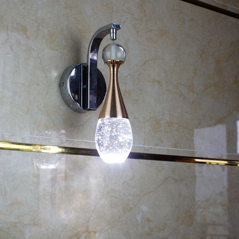 Luce di funce a parete a led cromata tradizionalismo bolla di cristallo lampada da parete a parete in luce calda/bianca