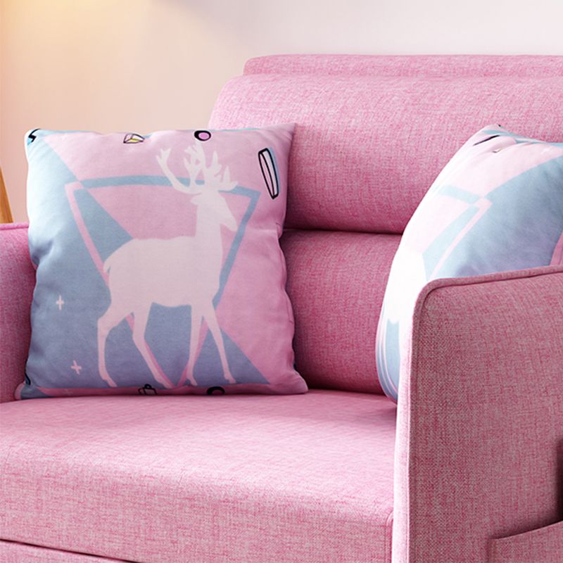 Pink Metal Daybed with Upholstered Contemporary Convertible Kids Bed