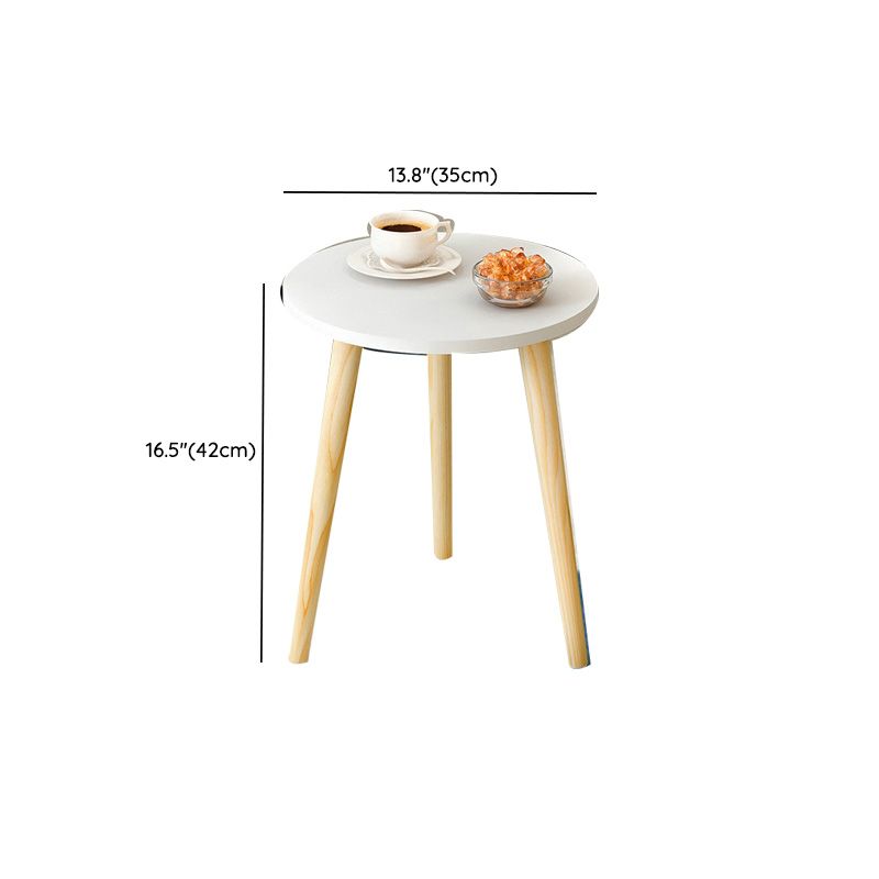 Contemporary Wooden Single Coffee Table 3 Legs Round Cocktail Table