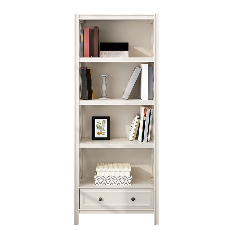 Wooden Standard Bookshelf Contemporary Closed Back Bookcase with Drawers