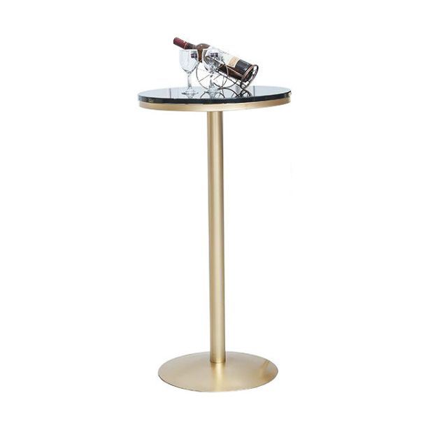 Solid Wood Bar Table Gold and Metal Base Bar Table for Kitchen Living Room Coffee Room