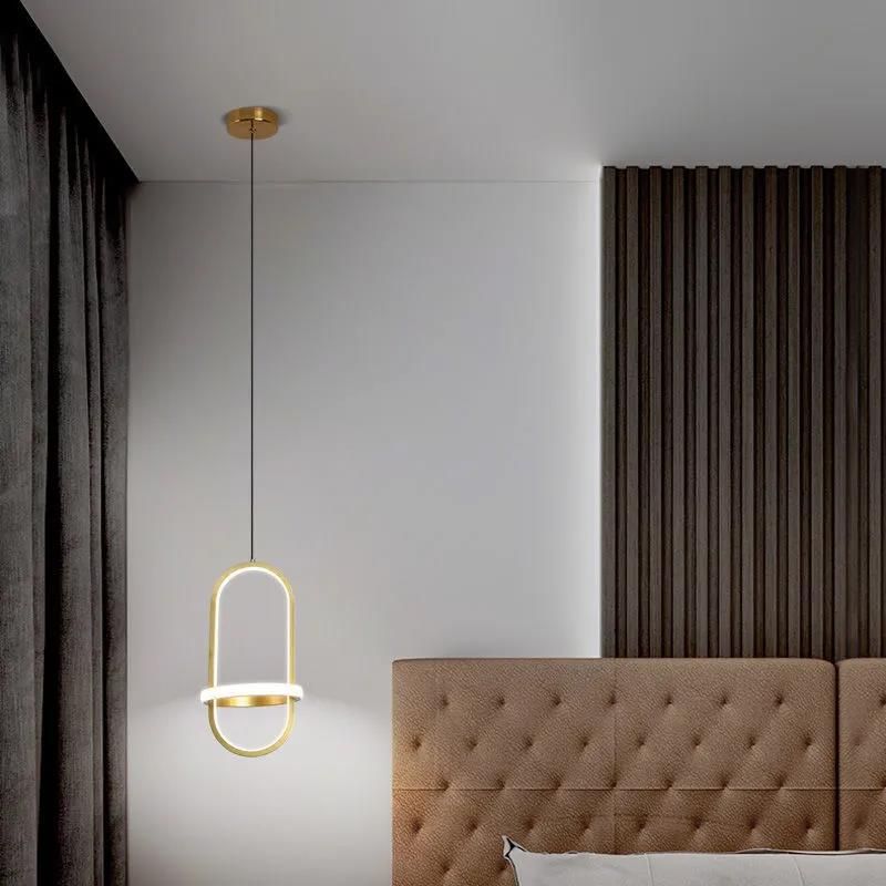 Linear Shape Hanging Lighting Modern Style Metal 2 Light Hanging Lamp for Bedroom