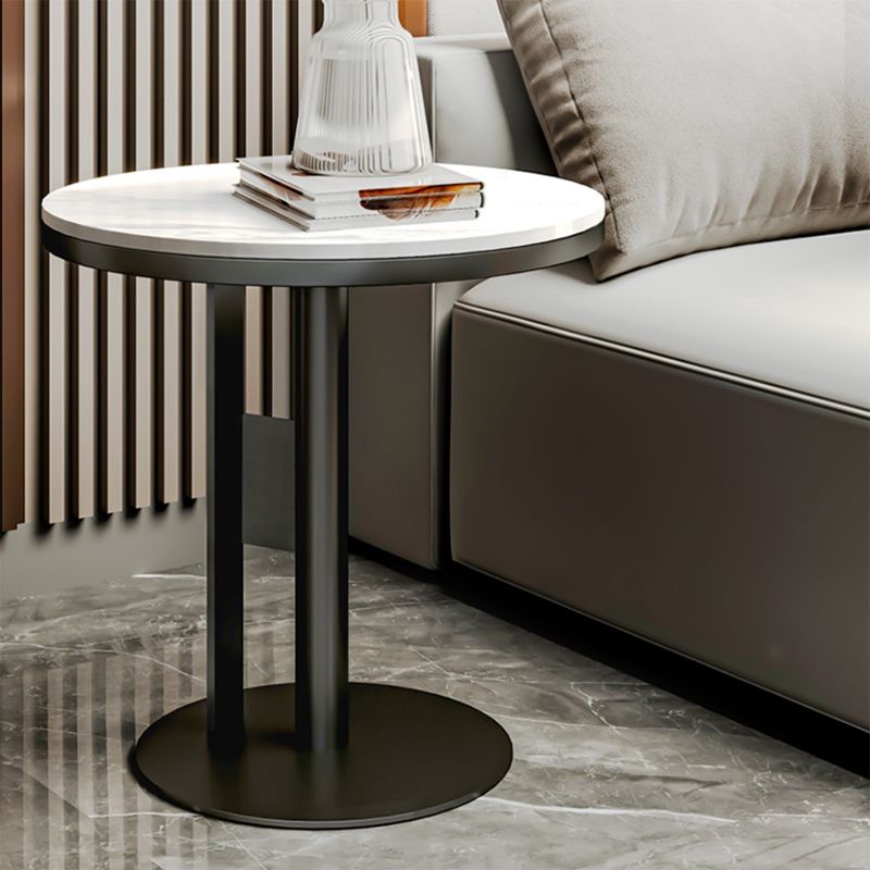Contemporary Accent Side Table Round Pedestal Living Room Metal Corner Table