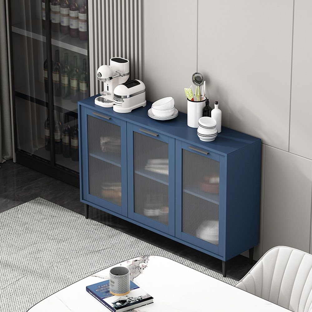 Glass Door Wood Sideboard Modern Server Cabinet with Storage for Living Room