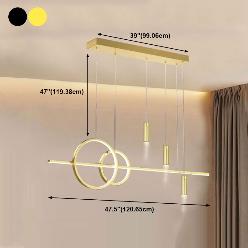 Luz de metal moderna Geométrica Geométrica 6 luces LED Island Colgante para sala de estar