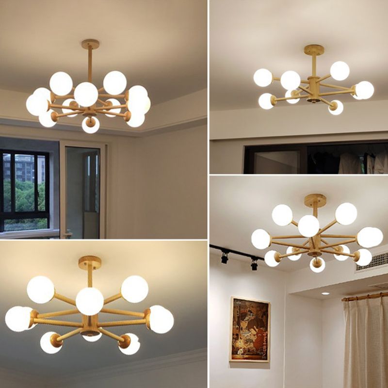 Sfera moderna Sfera lampadario lampadario Lampade a sospensione in legno Luci a sospensione per soggiorno