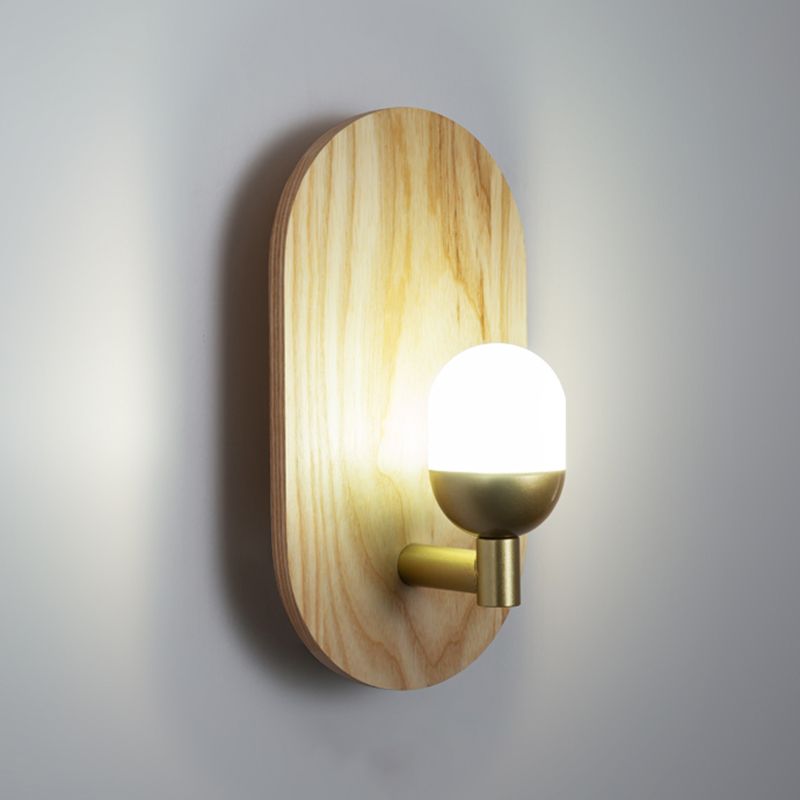 Modern Simple Wooden Wall Light Ellipse Shape Wall Lamp for Living Room