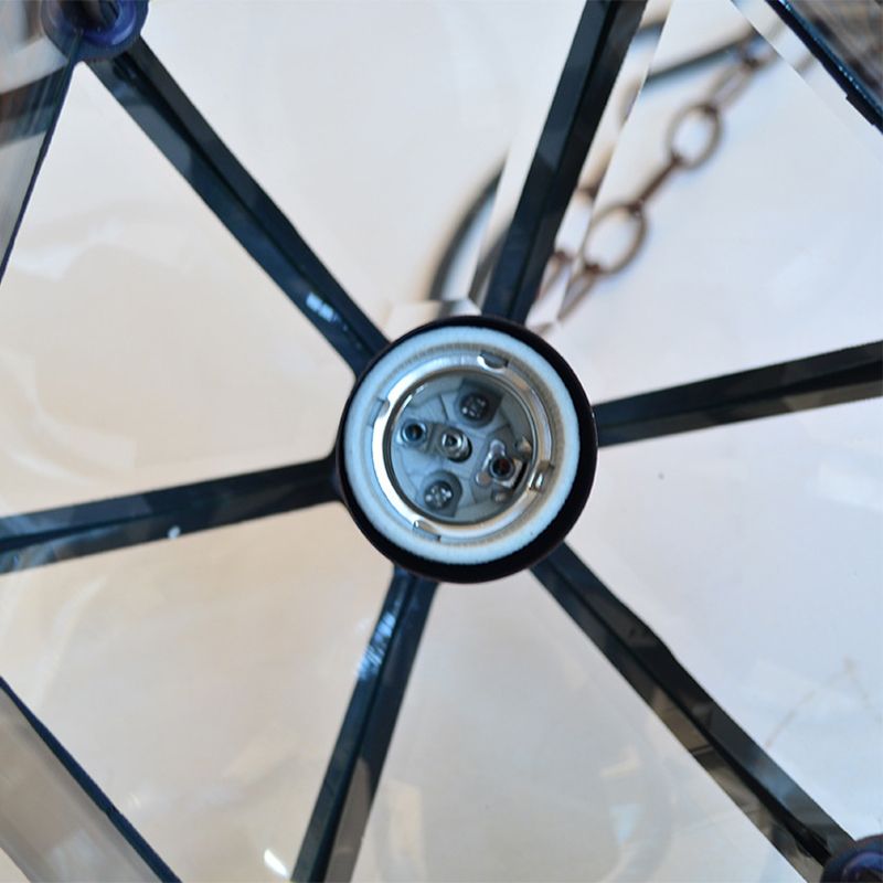 Black/Bronze/Gold Lantern Assicidio Light con tonalità in vetro trasparente 1 lampadina 8 "/9.5"/12 "W illuminazione esterna vintage