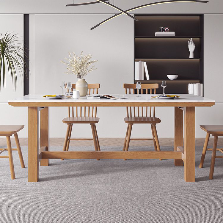 White Stone Top Table Set with Wooden Frame 1/2/5 Pieces Modern Dinette Set