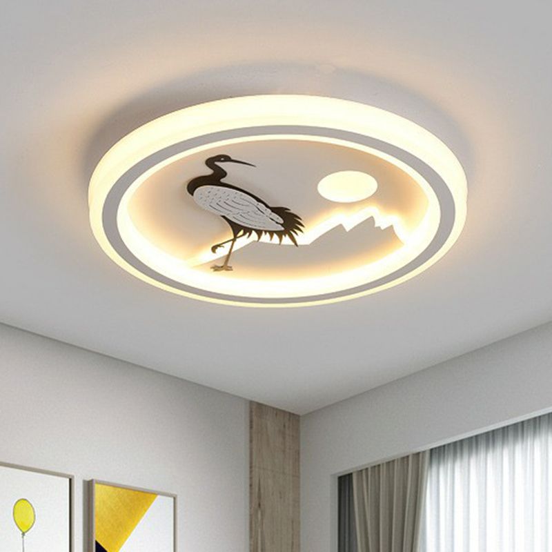 Circular Bedroom Flush Ceiling Light Metal Nordic Style LED Flush Mount Lighting Fixture in White