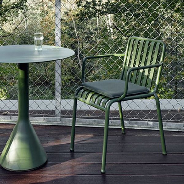 Modern Green Bistro Table Set 3-Pieces Round Metal Bistro Set