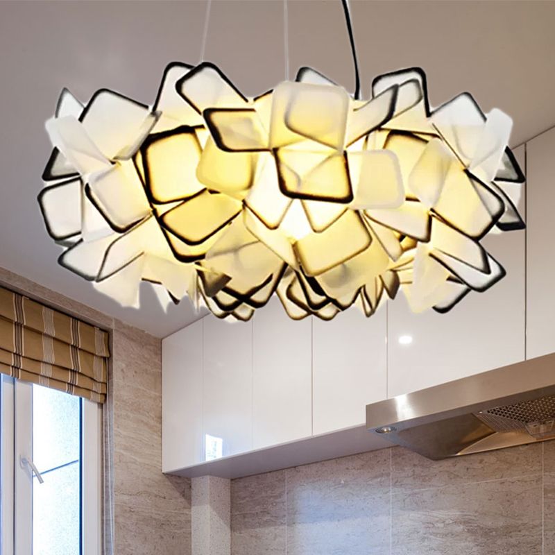 Costilización de caída de la flor de marrón/azul/púrpura contemporáneo 21 "/27.5" de ancho de 1 luz lámpara de techo acrílico para sala de estar