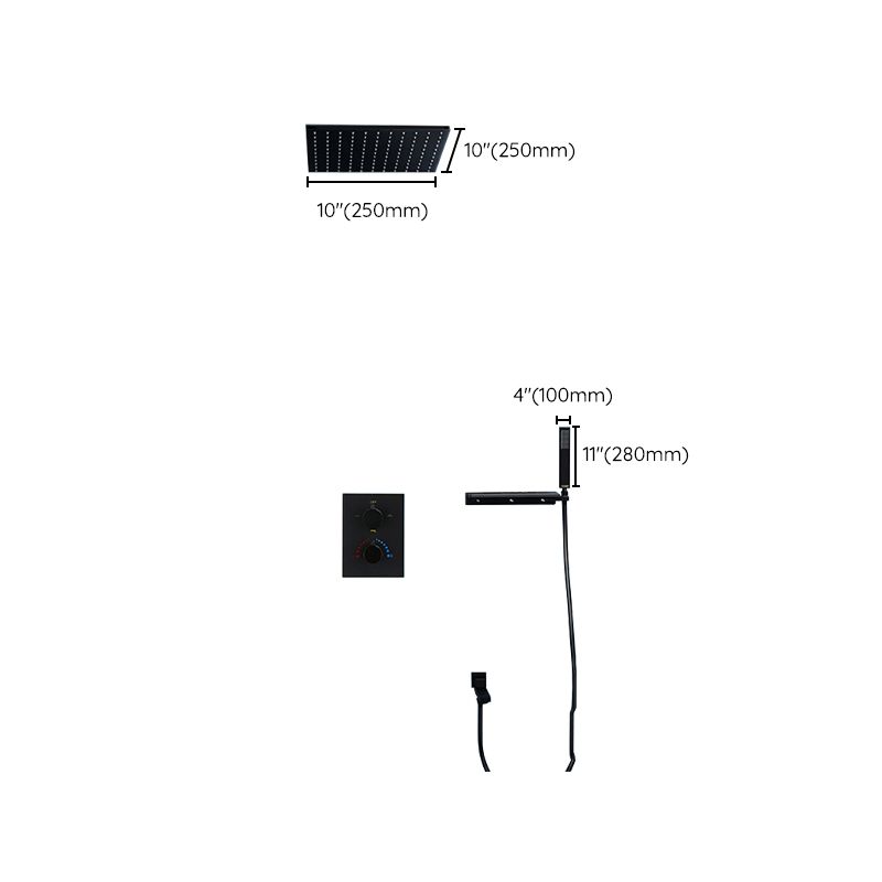 Modern Shower Faucet Adjustable Water Flow Rain Shower Head Shower System in Black