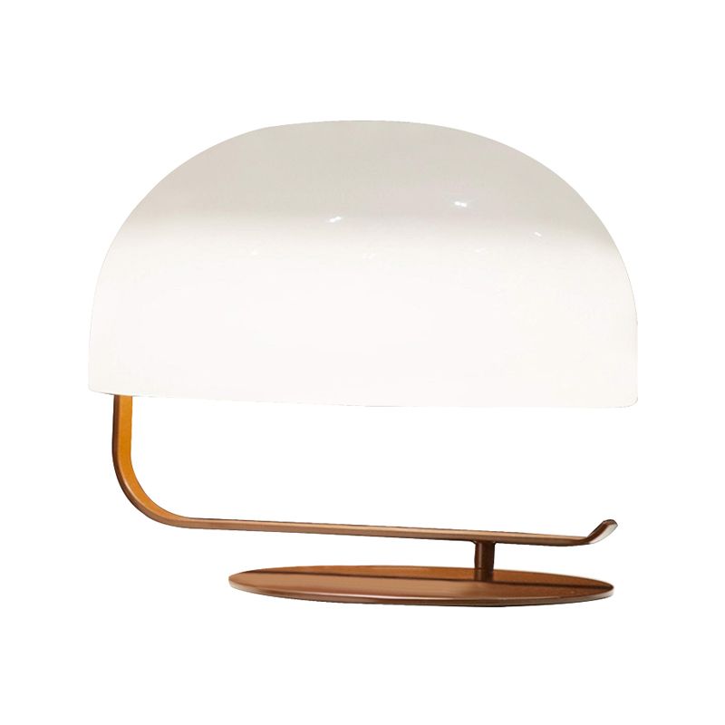 Lampada da comodino postmoderna a forma di fungo, lampada da scrivania metallizzata a 1 testa per camera da letto in bianco/marrone