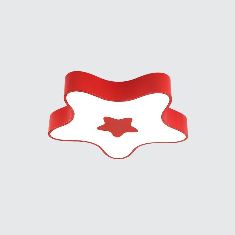 Star Kindergarten Flush Light Acrylic LED Kids Flush Mount Recessed Lighting in Red/Yellow/Blue