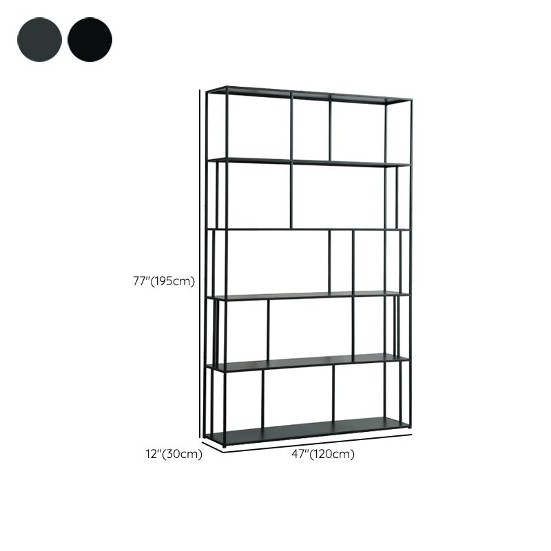 Modern Style Open Back Bookshelf Standard Metal Bookcase with Shelves