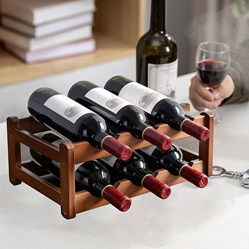 Modern Countertop Wine Rack Solid Wood Wine Bottle Rack for Living Room