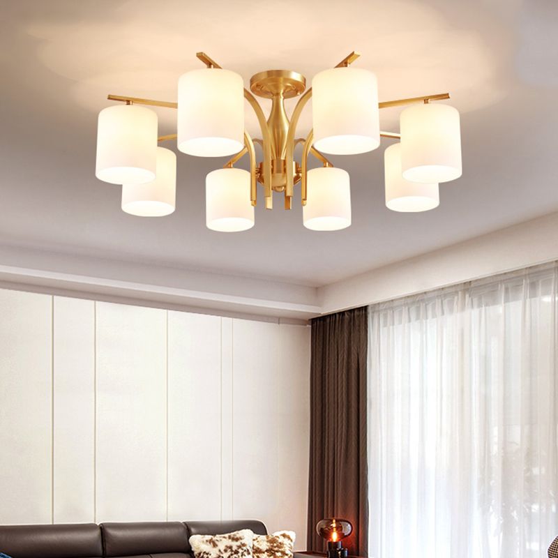Semi Mount Lighting Minimalist Glass Cylindrical Semi Flush Mount Ceiling Fixture