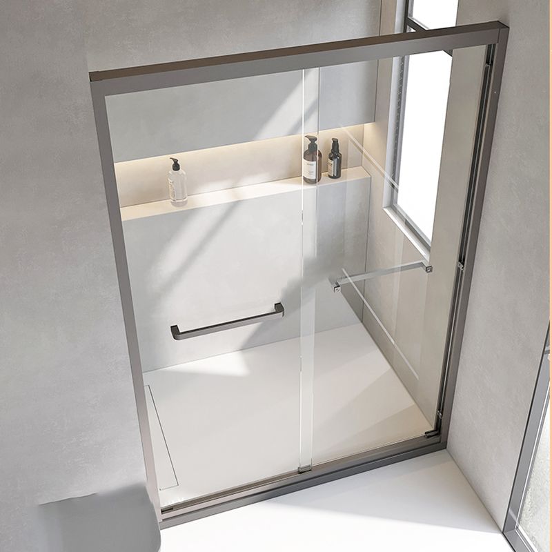 Single Sliding Semi-Frameless Shower Door Silver Clear Shower Doors