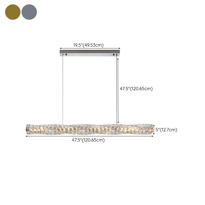 Modern Style Island Light 1-Light Island Hanging Light with Crystal Shade for Dining Room