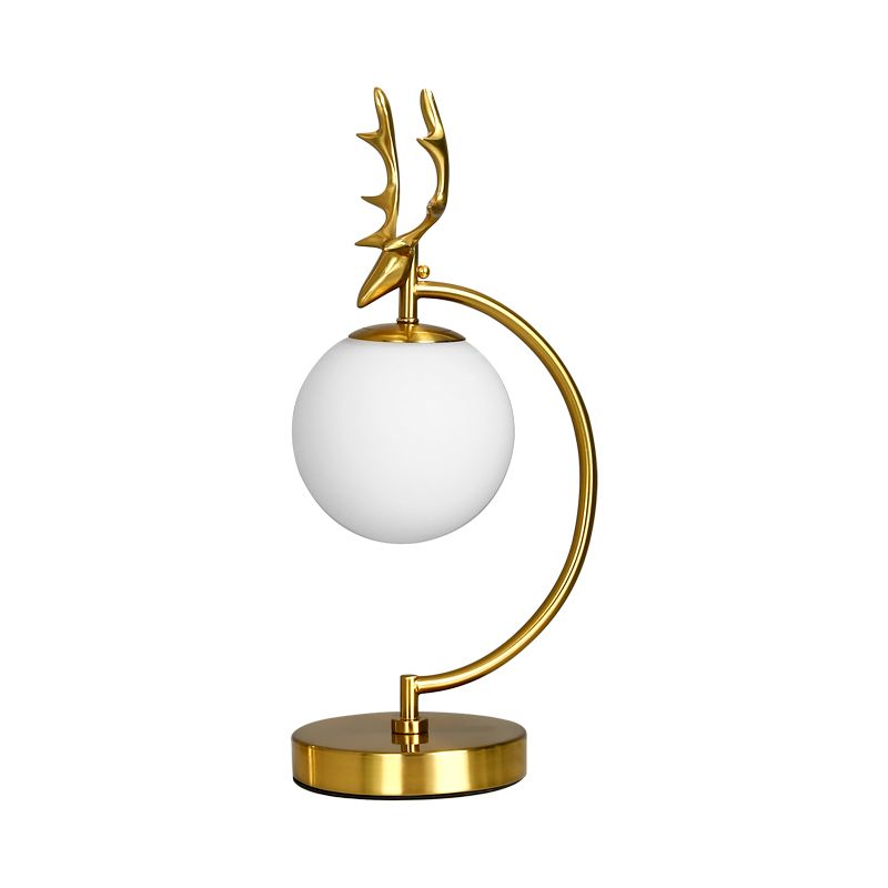 Lampada da lettura globo Cartoon vetro bianco 1 luce nero/oro con design cervo per camera da letto