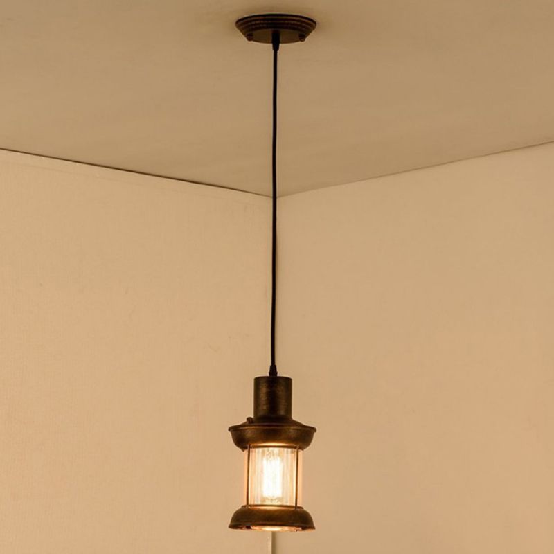 Industrial Hanging Light Fixture Metal 1 Light Indoor Pendants Light with Clear Glass Shade