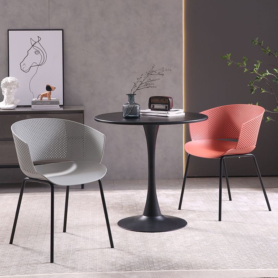 Comedor de metal Silla moderna Silla de comedor con respaldo abierto y brazo