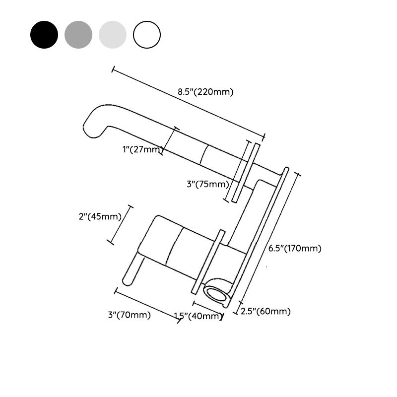 Single Handle Bathroom Faucet Modern Wall Mounted Widespread Lavatory Faucet
