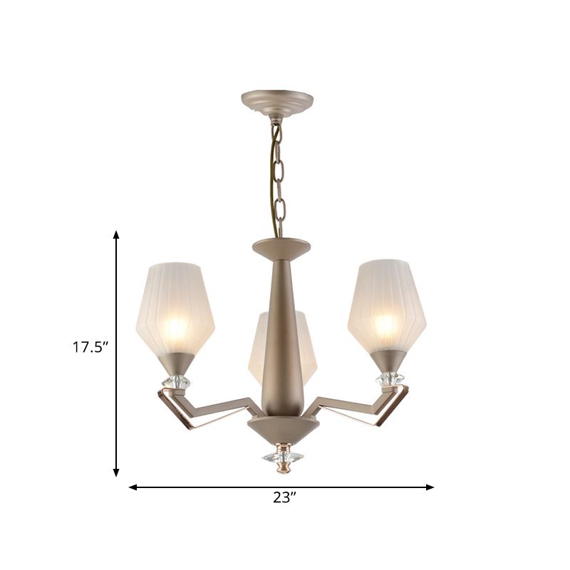 Blanc Grosted Verre tasse en forme de lustre traditionnel 3/6 bulbes de chambre à coucher léger en or