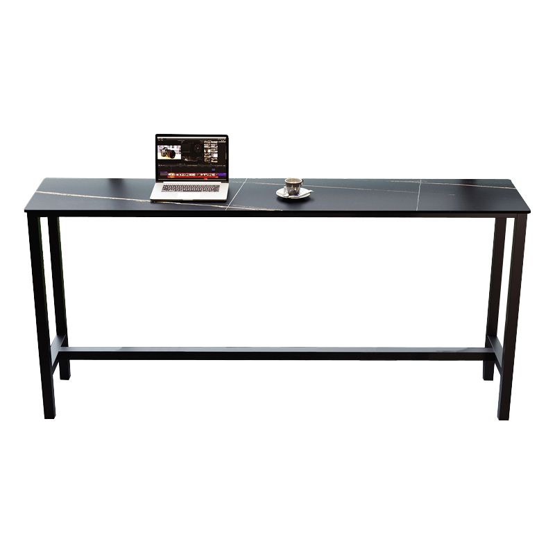 Industrial Bar-height Table Stone Top Pub Table  with Black Base